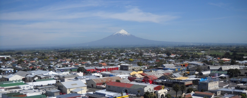 Mount Taranaki / Egmont, from Hawera Water Tower, New Zealand